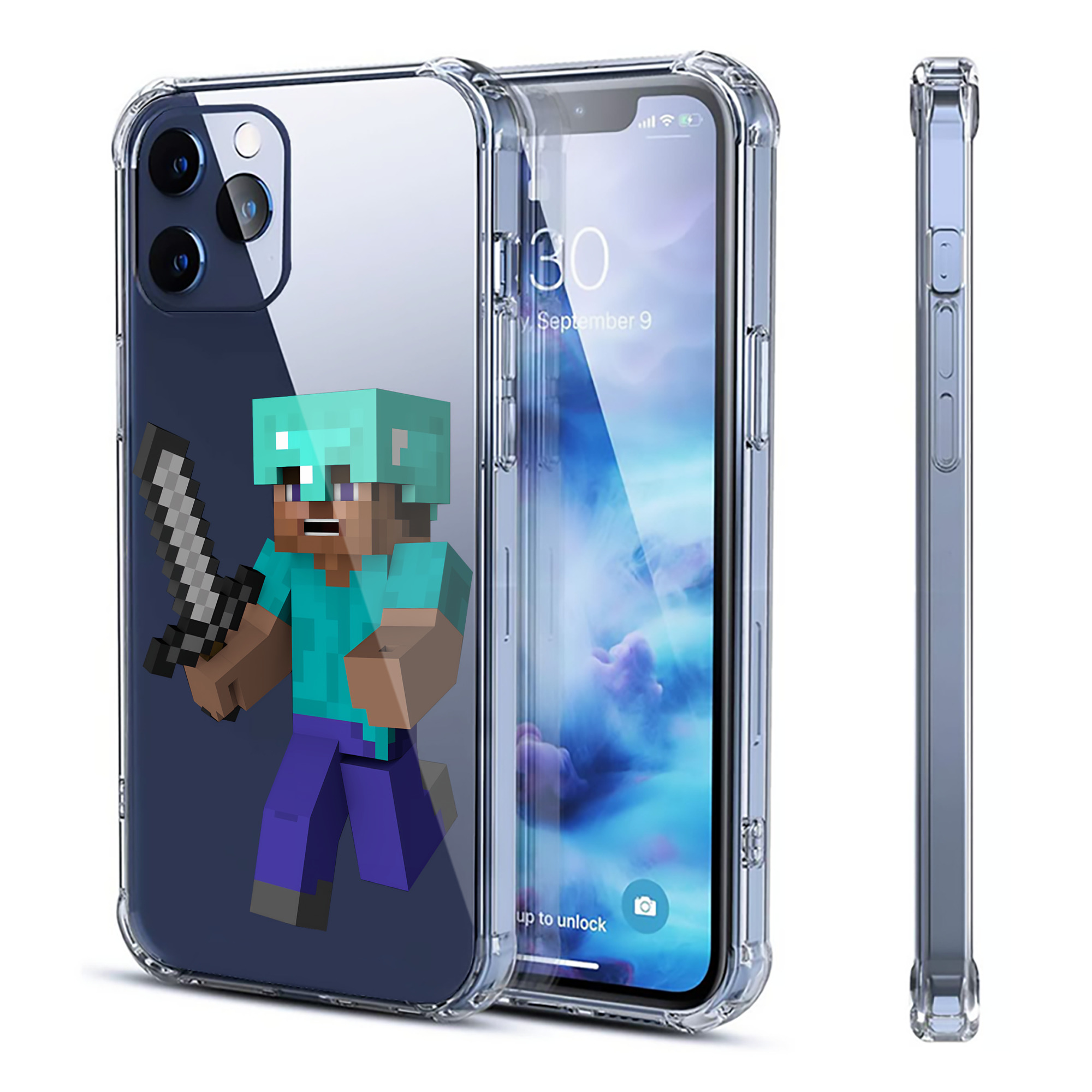 （画像用） マインクラフト ブロックの世界 Minecraft MC Block world 【iPhone 12シリーズ対応】透明スマホケース（クリアソフトケース）